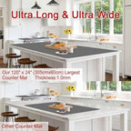 Largest Silicone Mats for Kitchen Counter, 120" x 24" Extra Large Heat Resistant Counter Mat, Kitchen Island Waterproof Thicken Non-slip Countertop Protector Mat, Multipurpose Mats, Light Gray