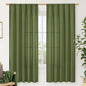 Olive Green Semi Sheer Linen Curtains 72 Inch Length by LAMIT