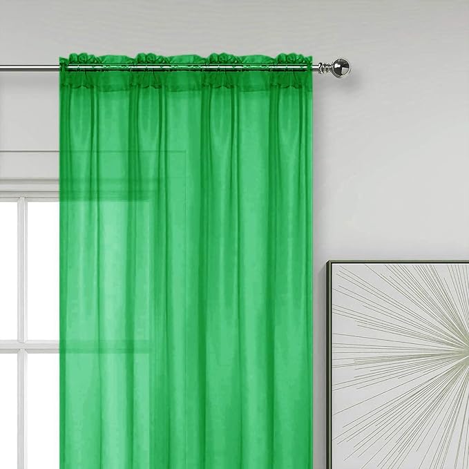 SpaceDresser Sheer Voile Window Treatment Rod Pocket Curtain Panels - Image 2
