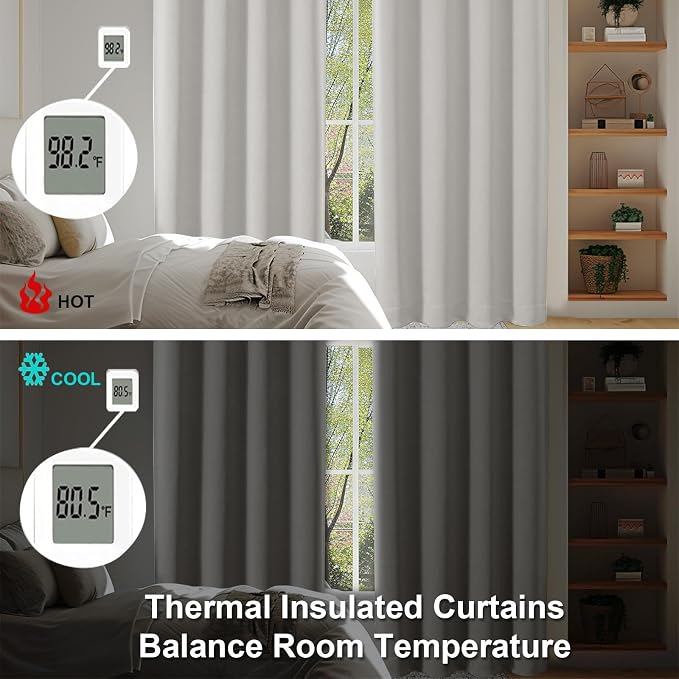 Simplebrand Ava Natural Short 36 Inches Blackout Curtain 2 Panels Set, Half - Image 5