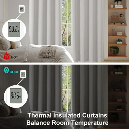 Simplebrand Ava Natural Short 36 Inches Blackout Curtain 2 Panels Set, Half - Image 5