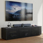 POVISON Full Assembled Mid Century Modern TV Stand, Wood Slatted Media Console by POVISON