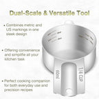 1PCS 1/4Cup (60ml, 2oz) Single Measuring Cup, Etched Inner Scale Stainless Steel Measure Scoop, Metric and US Measurement, Dishwasher Safe