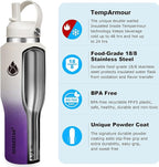 SENDESTAR SENDESTAR 40oz Stainless Steel Water Bottle(Cold for 48 Hrs, Hot for 24 Hrs),Double Wall Vacuum Insulated Bottle with Straw Lid, Spout Lid and Flex Cap, Fit in Any Car Cup Holder