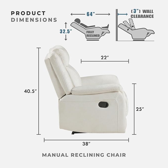 Lexicon Manual Recliner Chair, Polished Microfiber Reclining Sofa Chair - Image 2