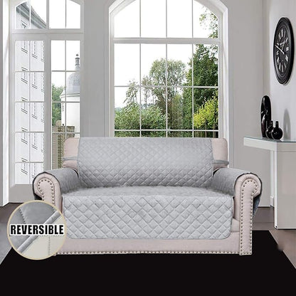 Easy-Going Reversible Couch Cover, 2 Cushion Sofa, Light Gray/Ivory | Loveseat - Image 2