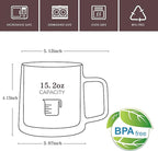 CNGLASS 15.2oz(4-pack) Glass Coffee Mugs,Double Wall Insulated Glass Mugs with Handle,Clear Espresso Mugs for Latte,Cappuccino,Tea Bag