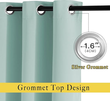 NICETOWN Aqua Blue Bedroom Curtains 72 inches Long, Grommet Blackout Thermal - Image 2