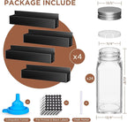 4 Pack Magnetic Spice Rack with 24 Spice Jars, Spice Labels, Chalk Marker and Funnel Set, Magnetic Spice Organizer Shelf for Refrigerator, Microwave, Seasoning Organizer for Kitchen