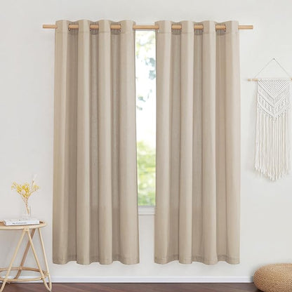 NICETOWN Flax Linen Blend Taupe Window Curtains, Grommet Vertical Drapes by NICETOWN