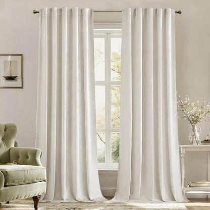 MIULEE Velvet Curtains 52x84 inches 2 Panels Ivory Room Darkening Curtains | by MIULEE