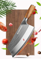 Cleaver Knife, Chinese Chef's slicing Knife, Razor sharp HC German Stainless Steel blade with lasered damascus pattern, pearwood Handle, Kitchen Gift