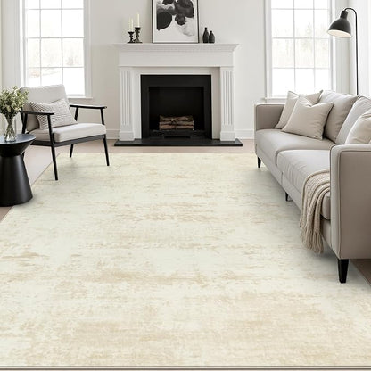 5x8 Area Rug Living Room: Modern Washable Indoor Soft Carpet Beige | by FXRHLP