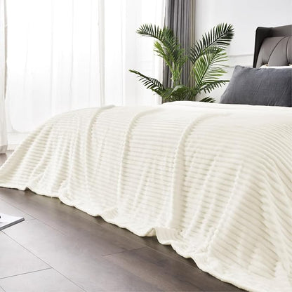 BEDELITE 3D Ribbed Jacquard Cream Full Size Blankes by BEDELITE