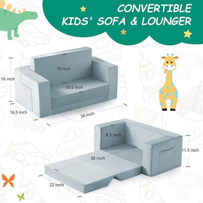 Kids Couch, 2-in-1 Toddler Chair Comfy 1-3 Years, Convertible Kids Chair - Image 6