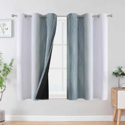 Stone Blue and Greyish White Blackout Curtains - Image 2