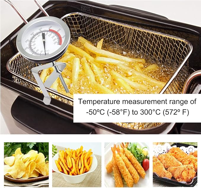 Efeng 15“ turkey fryer thermometer with pot clip (2 Pack), 2" dial candy thermometer with stainless steel clip,oil thermometerr for frying,turkey thermometor deep fryer for cooking tall pots,beef,meat