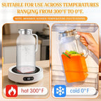 Nuogo 2 Pack 2 Liters/68 oz Square Glass Pitcher with Lid Spout Handle Water Pitcher Borosilicate Glass Carafe for Tea and Coffee Beverage Serveware Milk Water Juice Jug for Hot/Cold Drinks with Brush