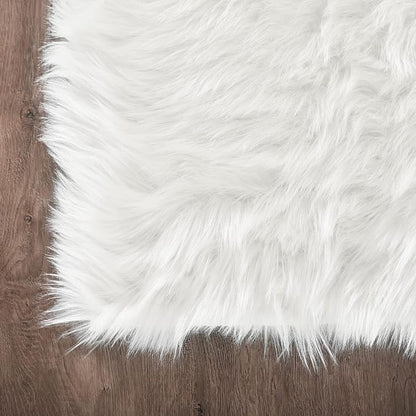 Latepis White Faux Fur 7'10"x9'10" Area Rug, Soft Plush Faux Fur Sheepskin Rugs - Image 5