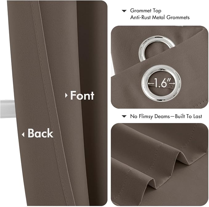 MIULEE Blackout Curtains for Bedroom 2 Panels 40 x 72 Inch Long Tan Brown | - Image 4
