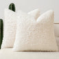 Faux Fur Throw Pillow Covers 18x18 Inch Set of 2 Boucle Neutral Decorative by Woaboy