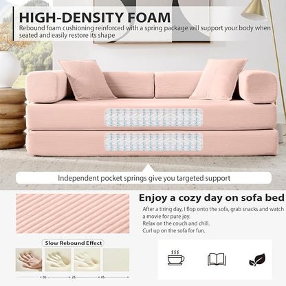 HANXIN Convertible Sleeper Sofa Bed, 78 Inch Folding Floor Mattress Couch - Image 5