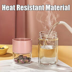 Tryteava Glass Infuser, Tryteava 3-in-1 Smart Tea Infuser, Portable Glass Double Wall Tea Infusers Bottle, with Stainless Steel Filter, Hot & Cold Brew, For Loose Leaf, Office Home (Black, 280ml)