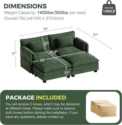 ELUCHANG Oversized 79" Modular Sectional Sofa Bed, Comfy Cloud Couch - Image 2