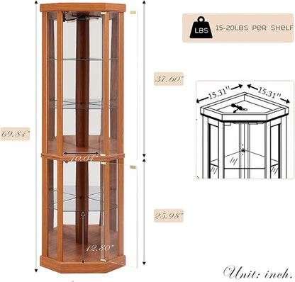 Corner Curio Cabinet, Light Bulb Inclued, Wine Bar China Cabinet - Image 2