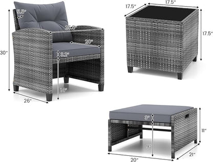 Tangkula 5 Pieces Patio Conversation Set, PE Wicker Rattan Outdoor Furniture Set - Image 9