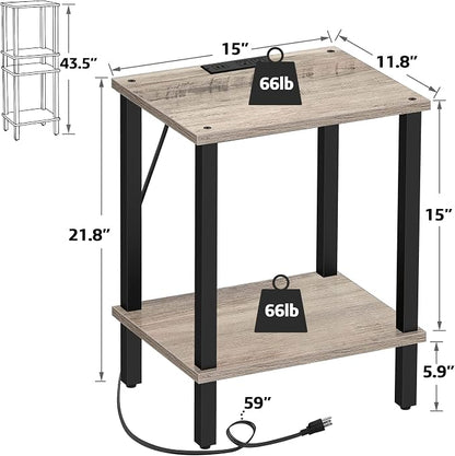 TUTOTAK End Table with Charging Station, Small Side Table with Outlets - Image 2