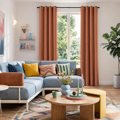 100% Blackout Linen Textured Curtains 96 Inch Long, Light Blocking, Thermal - Image 2