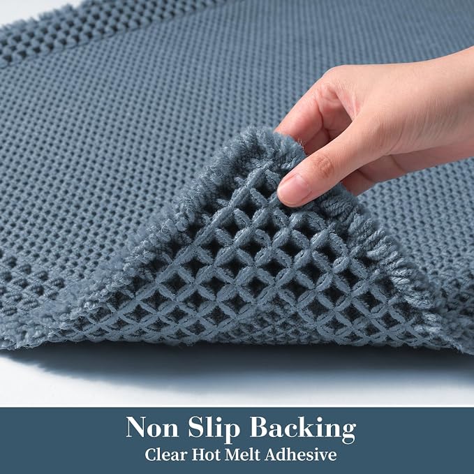 RESARE Waffle Bath Mat for Bathroom, Non Slip Bathroom Rugs 17"x24" Blue | - Image 4