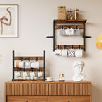 Homeiju 14-Hook Large Coffee Mug Holder for Countertop/Wall Mounted,4 Tier Coffee Cup Holder with Top & Bottom Storage Shelf,Adjustable Hook & Shelves,Mug Tree for Home Bar,Coffee Station
