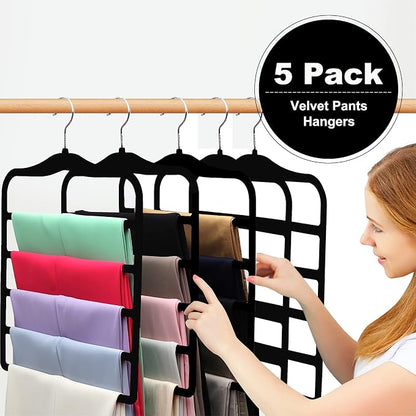 Closet Organizers and Storage, 5 Pack Velvet Pants-Hangers-Space-Saving - Image 2