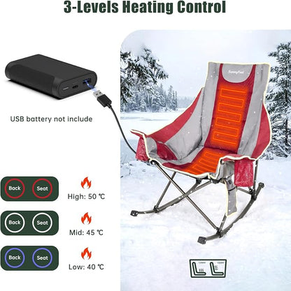 SUNNYFEEL Heated Rocking Camping Chair Fully Padded Patio Folding Chair - Image 6