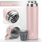 Stainless Steel Thermo 700ml/23.7oz Vacuum Insulated Bottle with Cup for Coffee Hot drink and Cold drink water flask.(Pink,Set)