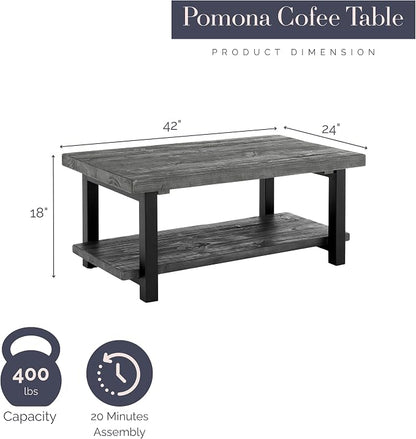 Pomona 42-Inch Rectangular Solid Wood Coffee Table - Image 2