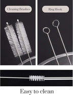 dcieiosul Set of 6 Reusable Metal Straws, 8.5'' Long Stainless Steel Straw with Cleaning Brushes and Case, Drinking for 20 oz Tumblers.