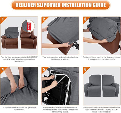 VANSOFY Oversized Recliner Cover, 2-Pieces Stretch Reclining Couch Cover - Image 4