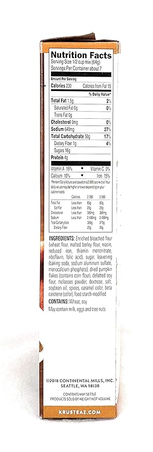 Krusteaz Baking Mix, Pumpkin Spice Complete Pancake Mix, Light & Fluffy, Made with Real Pumpkin & No Artificial Flavors or Preservatives, 16 OZ Box (Pack of 4)