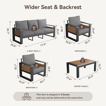 Aoxun Aluminum Outdoor Patio Furniture Set, 2 Seats Metal Sectional Patio - Image 7