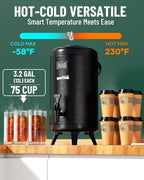 WantJoin Insulated Beverage Dispenser - Thermal 12L/3.2Gal Stainless Steel Hot & Cold Drink Dispenser with Spigot for Tea, Coffee, Milk, Water & Juice (Black)