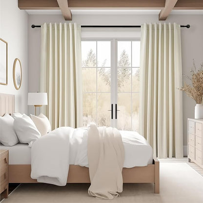 Topfinel 90 Inches Long Full Blackout Cream Linen Curtains - Image 7