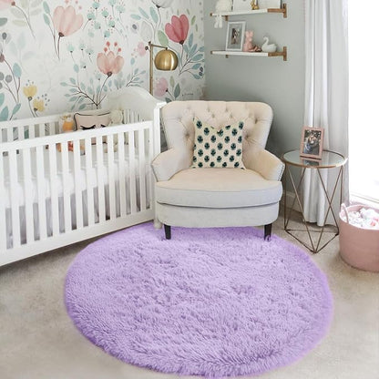 Amdrebio Light Purple Lavender Small Round Rug 3Ft - Image 6