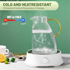 Glass Pitcher With Lid and Spout, 1.8 Liter 60 oz Glass Pitchers With Handle And Lid, Jug Water Pitchers For Fridge, Carafe Jar for Hot/Cold Water Iced Tea Juice Coffee Milk Beverage