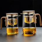Enchanti Tea Pot, Witchcraft Magic Glass Teapot with Infuser Strainer and Lid for Loose Leaf Tea Herbal, Magnetic Water Separation Tea Maker Kettle with Cups Clear Enchantipot (1000ml)