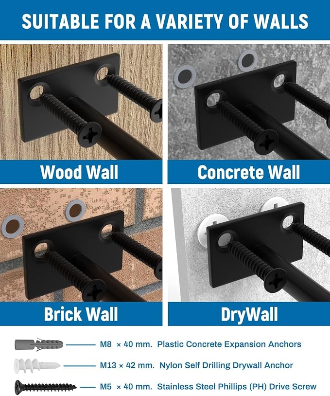 LEOPO Black 4-Pack 5 inch Floating Shelf Brackets, Hidden Shelf Bracket - Image 6