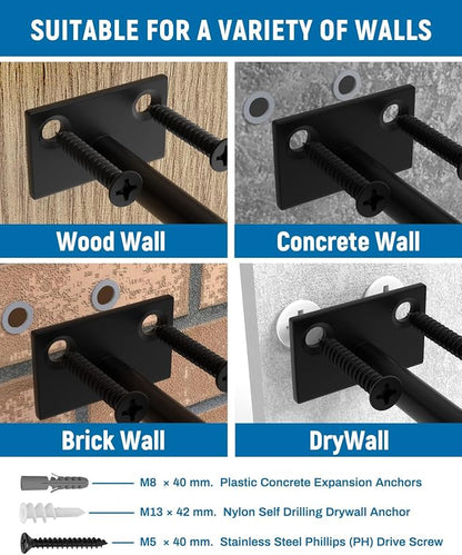 LEOPO Black 4-Pack 5 inch Floating Shelf Brackets, Hidden Shelf Bracket - Image 6