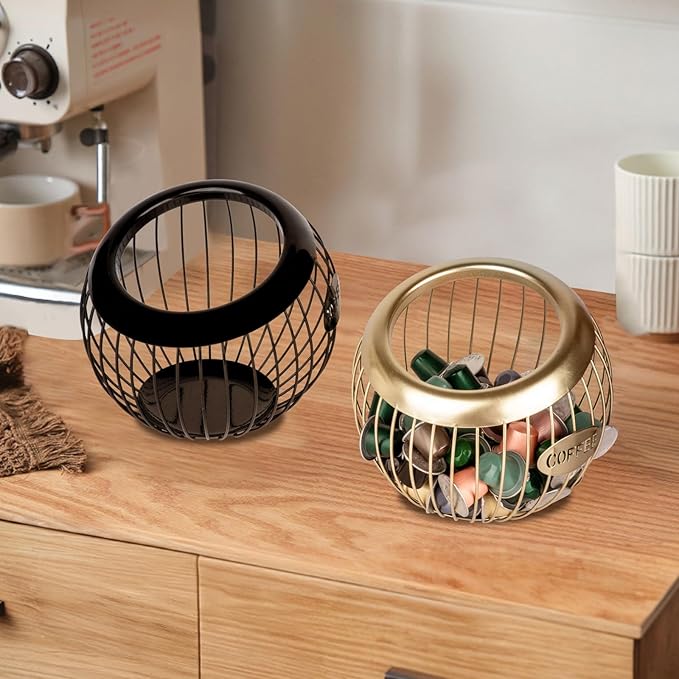Stainless Steel Cup Coffee Basket pods holder Sturdy for Home or Office Kitchen Counter Organizer Espresso Capsule (BLACK)